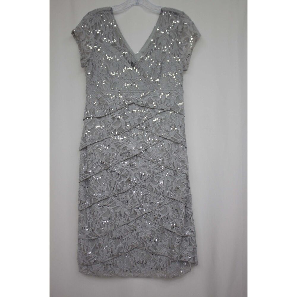 Scarlett Silver Lace Sequin Cocktail Dress Size 10